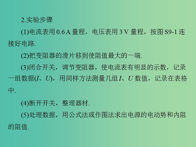 2019版高考物理一轮复习 实验九 测定电源的电动势和内阻课件.ppt_第3页