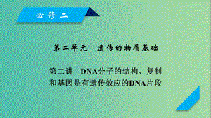 2019高考生物一轮总复习 第二单元 遗传的物质基础 第2讲 DNA分子的结构、复制和基因是有遗传效应的DNA片段课件 新人教版必修2.ppt