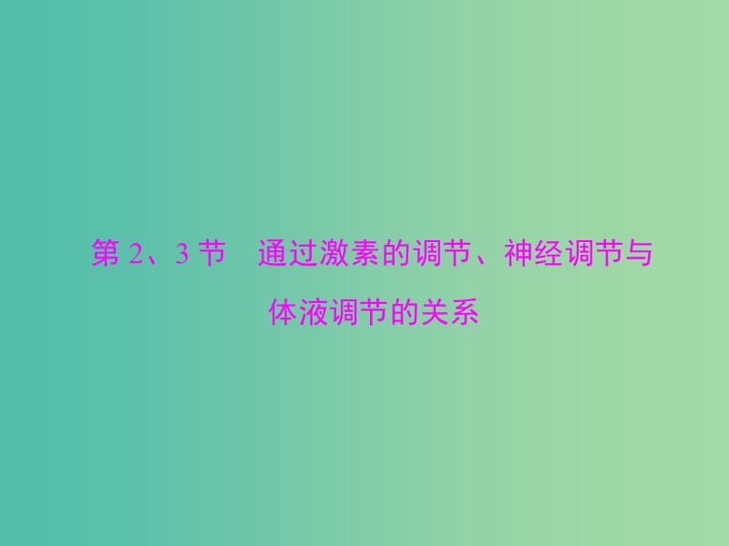 高考生物一轮总复习 第2章 第2-3节 通过激素的调节、神经调节与体液调节的关系课件（必修3）.ppt_第1页