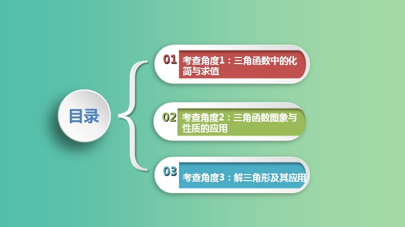 2019届高考数学二轮复习 第一篇 考点三 三角函数与解三角形课件 文.ppt_第2页