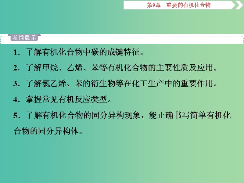 2019届高考化学一轮复习 第9章 重要的有机化合物 第1节 认识有机化合物 石油和煤 重要的烃课件 鲁科版.ppt_第3页