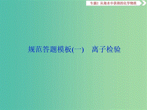 2019屆高考化學(xué)總復(fù)習(xí) 專題2 從海水中獲得的化學(xué)物質(zhì) 規(guī)范答題模板（一）離子檢驗(yàn)課件 蘇教版.ppt