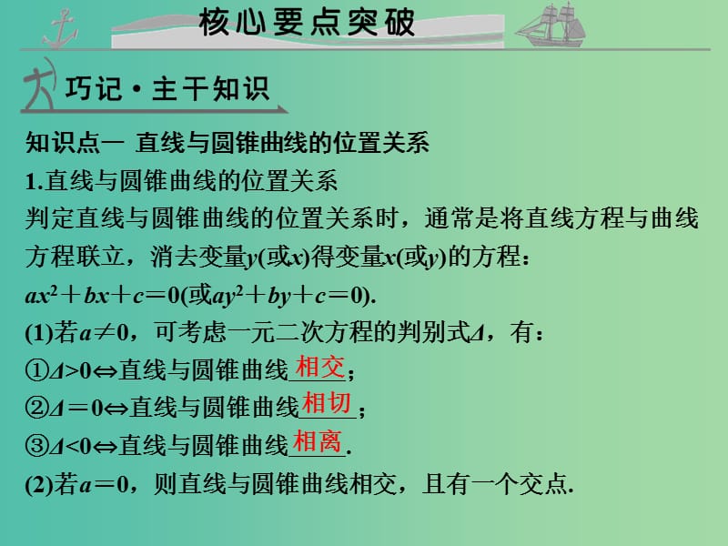 高考数学复习 第九章 第六节 直线与圆锥曲线的位置关系课件 理.ppt_第3页