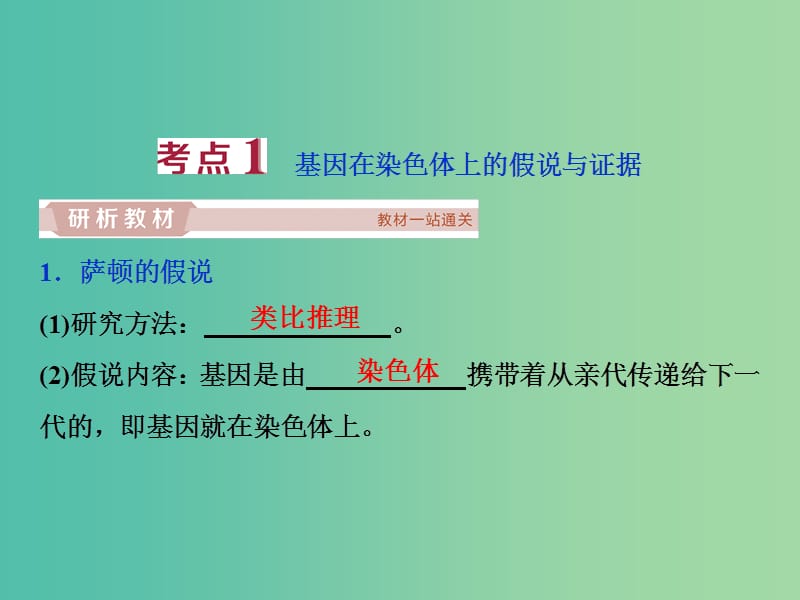 2019届高考生物一轮复习第五单元遗传的基本规律与伴性遗传第17讲基因在染色体上伴性遗传课件.ppt_第3页