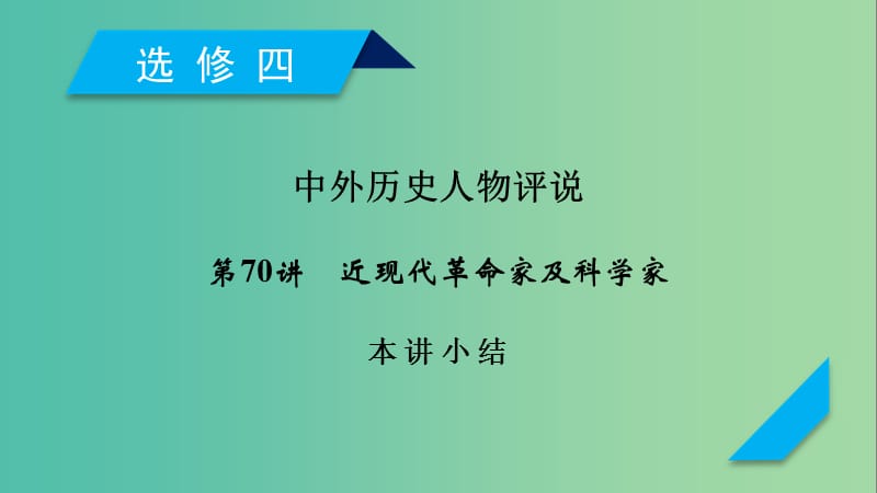 2019届高考历史一轮复习 第70讲 近现代革命家及科学家本讲小结课件 岳麓版.ppt_第1页