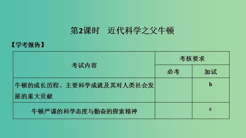 浙江专用2018-2019学年高中历史第六单元杰出的科学家第2课时近代科学之父牛顿课件新人教版选修.ppt_第1页