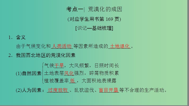 2019高考地理一轮复习 第二十九讲 荒漠化的危害与治理——以我国西北地区为例课件.ppt_第3页