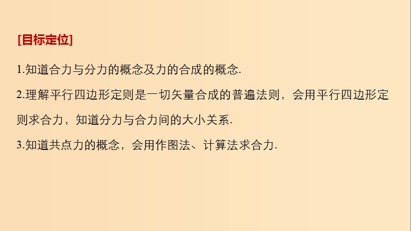 2018-2019高中物理 第4章 怎样求合力与分力 4.1 怎样求合力课件 沪科版必修1.ppt_第2页