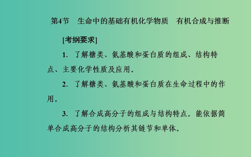 2020年高考化学一轮复习 第12章 第4节 生命中的基础有机化学物质 有机合成与推断课件.ppt_第2页