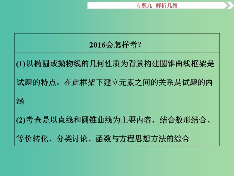 高考数学二轮复习 专题九 解析几何 第4讲 圆锥曲线的综合问题课件 理.ppt_第3页