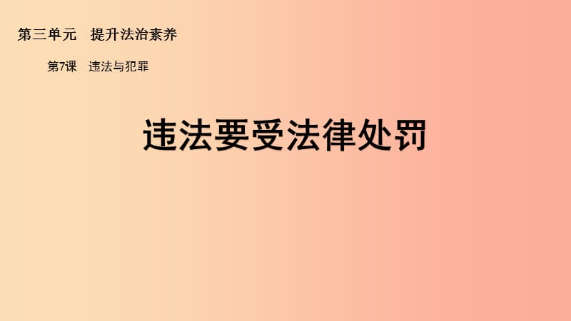 九年級(jí)道德與法治上冊(cè) 第三單元 提升法治素養(yǎng) 第7課 違法與犯罪 第2框 違法要受法律處罰課件 蘇教版.ppt_第1頁(yè)