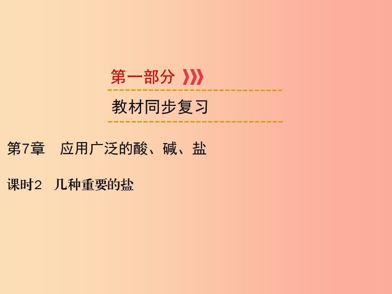 2019中考化學一輪復習 第1部分 教材系統(tǒng)復習 第7章 應用廣泛的酸、堿、鹽 課時2 幾種重要的鹽課件.ppt_第1頁