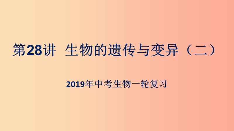 （人教通用）2019年中考生物一轮复习 第28讲 生物的遗传与变异课件2.ppt_第1页