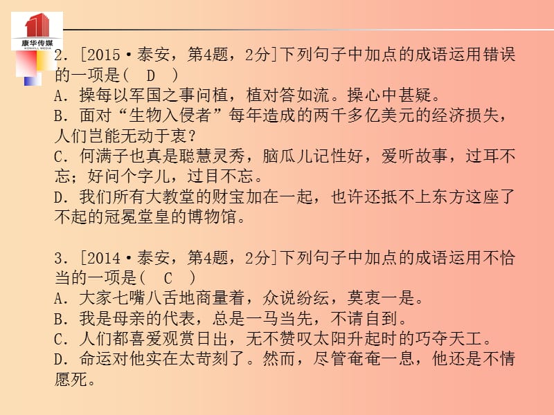 泰安专版2019年中考语文第二部分专题复习高分保障专题三词语(含成语)理解与运用课件.ppt_第3页