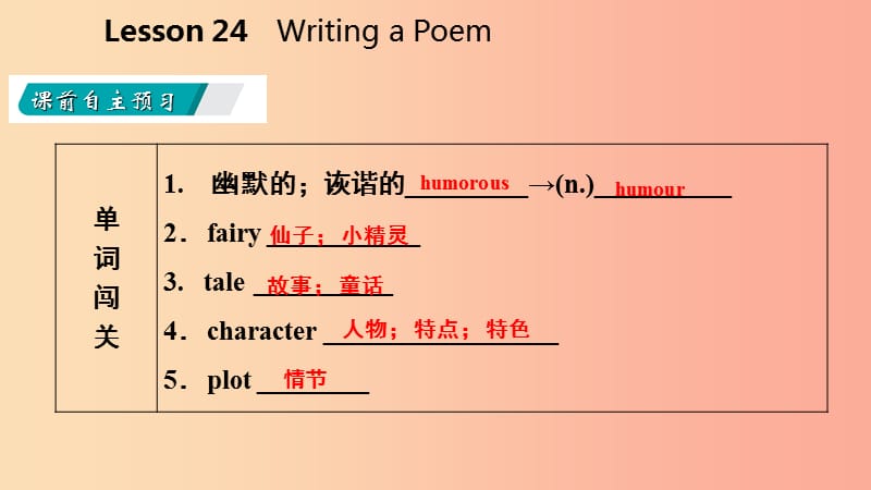 2019年秋九年级英语上册 Unit 4 Stories and Poems Lesson 24 Writing a Poem导学课件（新版）冀教版.ppt_第3页