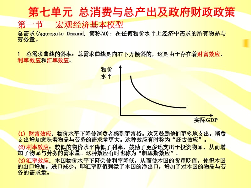 單元七總消費(fèi)與總支出及政府財政政策wanghao.ppt_第1頁