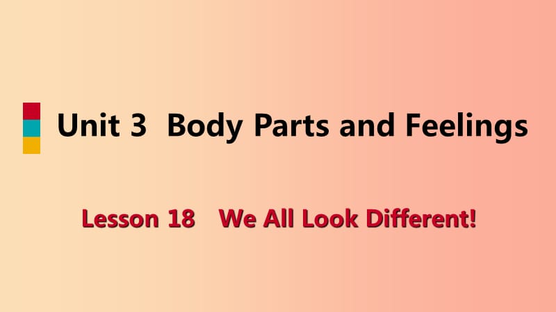 七年级英语上册 Unit 3 Body Parts and Feelings Lesson 18 We All Look Different导学课件 冀教版.ppt_第1页