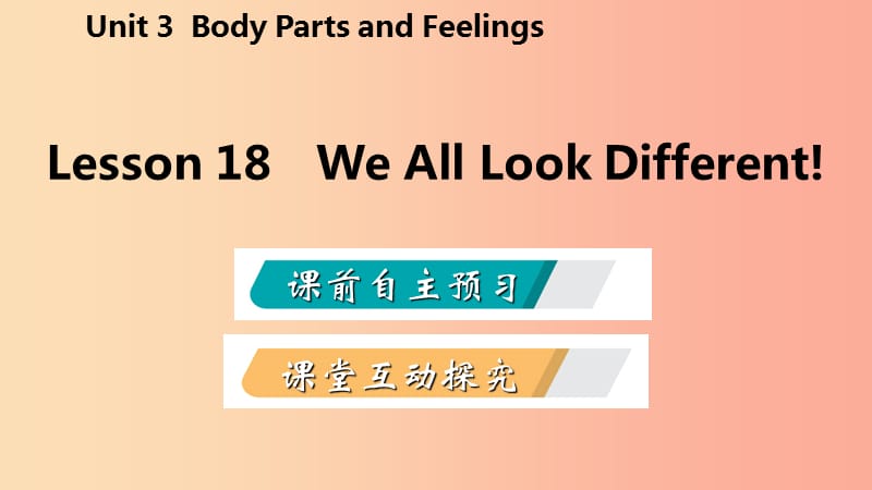 七年级英语上册 Unit 3 Body Parts and Feelings Lesson 18 We All Look Different导学课件 冀教版.ppt_第2页