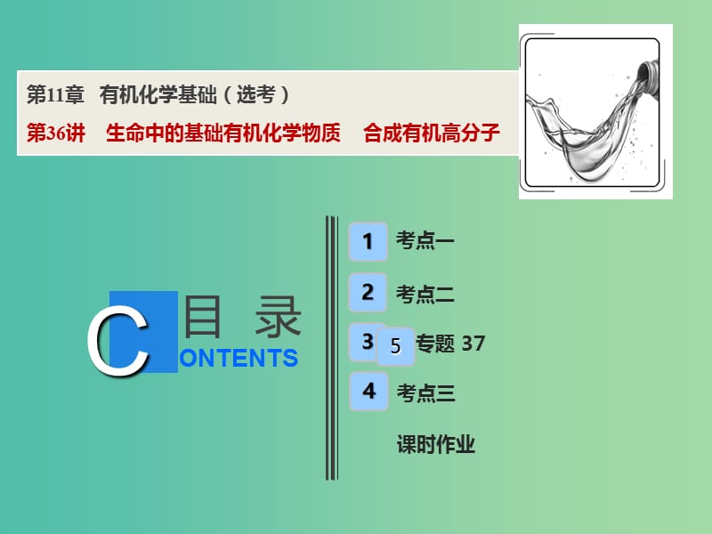 2019版高考化学一轮复习 第11章 有机化学基础（选考）第36讲 生命中的基础有机化学物质 合成有机高分子课件 鲁科版.ppt_第1页