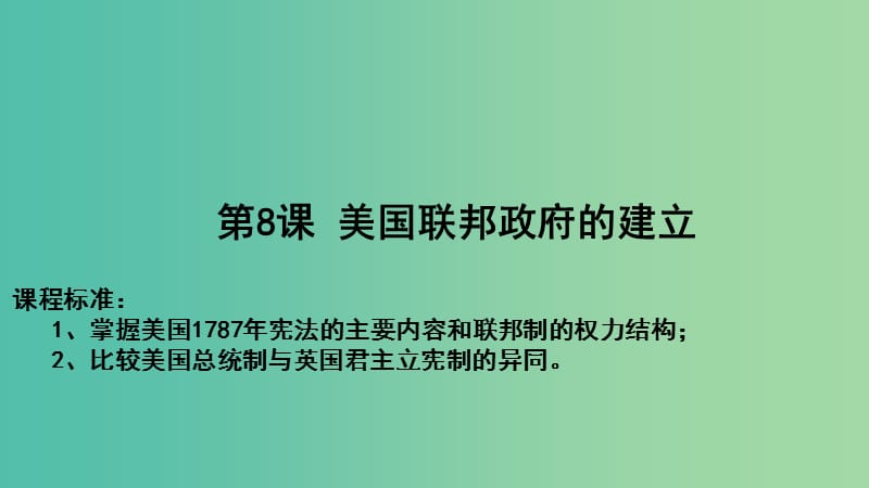 高中歷史 第三單元 近代西方資本主義政治制度 第08課 美國(guó)聯(lián)邦政府的建立教學(xué)課件 新人教版必修1.ppt_第1頁