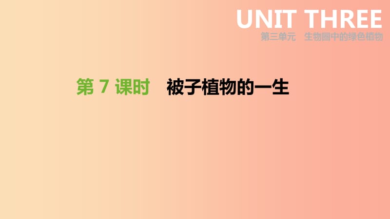 2019年中考生物 专题复习三 生物圈中的绿色植物 第07课时 被子植物的一生课件 新人教版.ppt_第1页