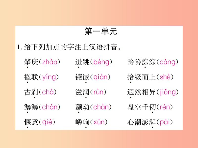 2019年九年级语文上册 专项复习（一）语音与汉字习题课件 苏教版.ppt_第2页