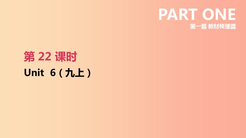 江蘇省2019年中考英語一輪復(fù)習(xí) 第一篇 教材梳理篇 第22課時 Unit 6（九上）課件 牛津版.ppt_第1頁