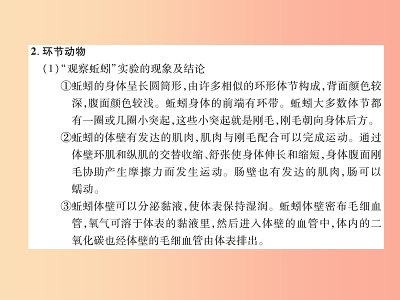 2019年八年级生物上册 第5单元 第1章 第2节 线形动物和环节动物练习课件 新人教版.ppt_第2页