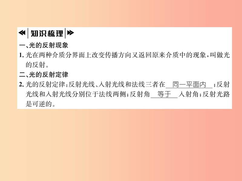 2019年八年级物理上册 3.2 探究光的反射规律习题课件（新版）粤教沪版.ppt_第3页