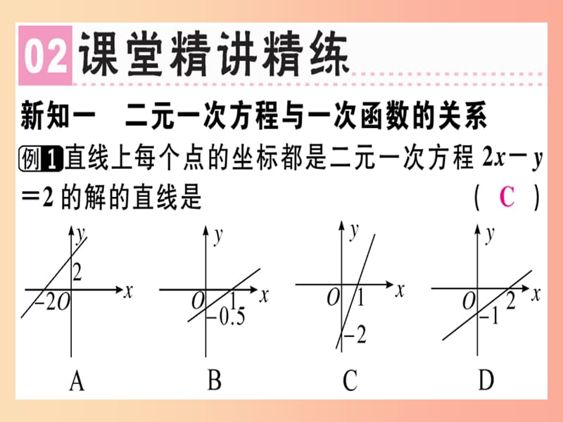 广东专版2019年秋八年级数学上册第五章二元一次方程组5.6二元一次方程与一次函数习题讲评北师大版.ppt_第3页