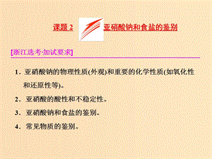 （浙江專用）2018年高中化學(xué) 專題3 物質(zhì)的檢驗(yàn)與鑒別 課題2 亞硝酸鈉和食鹽的鑒別課件 蘇教版選修6.ppt