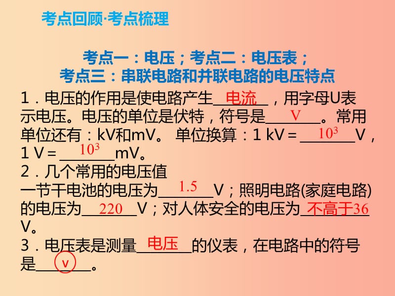 2019年中考物理解读总复习 第一轮 第四部分 电与磁 第17章 电压 电阻课件.ppt_第2页