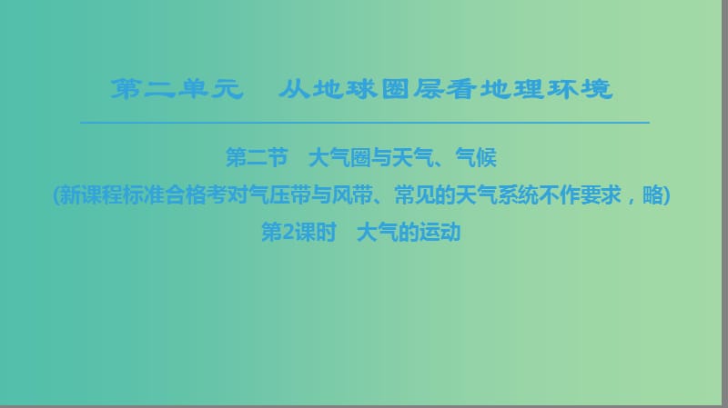 2018秋高中地理 第2單元 從地球圈層看地理環(huán)境 第2節(jié) 第2課時(shí) 大氣的運(yùn)動(dòng)同步課件 魯教版必修1.ppt_第1頁(yè)