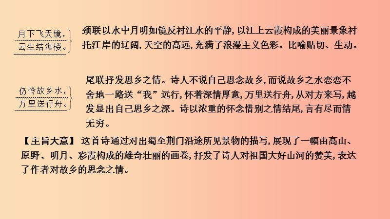 2019年中考语文总复习 第一部分 教材基础自测 八上 古诗文 唐诗五首 渡荆门送别课件 新人教版.ppt_第3页