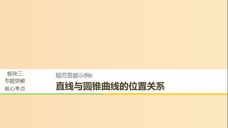 （浙江专用）2019高考数学二轮复习 专题四 解析几何 规范答题示例6 直线与圆锥曲线的位置关系课件.ppt_第1页