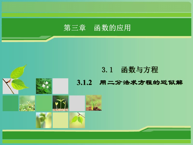 2018-2019学年高中数学 第三章 函数的应用 3.1 函数与方程 3.1.2 用二分法求方程的近似解课件 新人教A版必修1.ppt_第1页