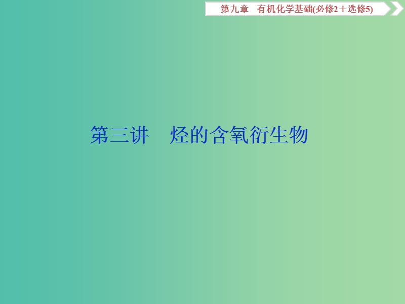 2019版高考化學(xué)一輪復(fù)習(xí) 第九章 有機(jī)化學(xué)基礎(chǔ)（必考+選考）第三講 烴的含氧衍生物課件.ppt_第1頁(yè)