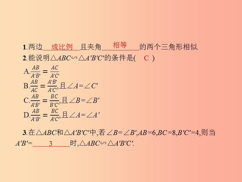 九年级数学下册第二十七章相似27.2相似三角形27.2.1相似三角形的判定第2课时相似三角形的判定2 新人教版.ppt_第2页