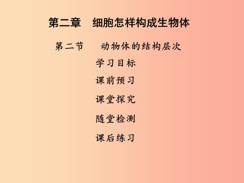 2019年七年级生物上册第二单元第二章第二节动物体的结构层次课件 新人教版.ppt_第1页