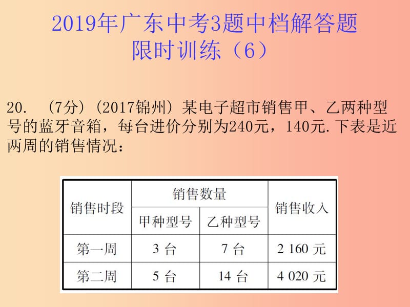 广东省2019年中考数学总复习 3题中档解答题限时训练（6）课件.ppt_第1页