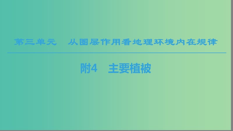 2018秋高中地理 第3單元 從圈層作用看地理環(huán)境內(nèi)在規(guī)律 附4 主要植被同步課件 魯教版必修1.ppt_第1頁