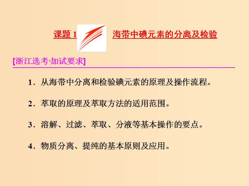 （浙江专用）2018年高中化学 专题1 物质的分离与提纯 课题1 海带中碘元素的分离及检验课件 苏教版选修6.ppt_第2页