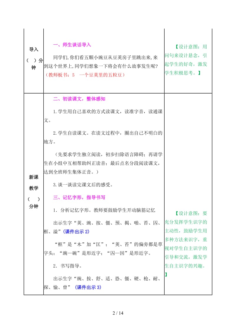 四年级语文上册《一个豆荚里的五粒豆》教案部编版.docx_第2页