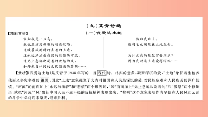 2019中考语文名著导读专题讲解九艾青诗盐件新人教版.ppt_第1页