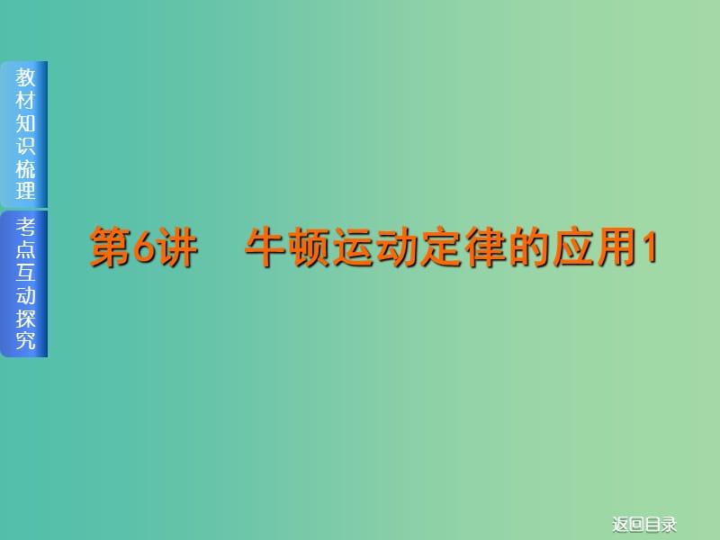 2019届高考物理一轮复习 第6讲 牛顿运动定律的应用课件1.ppt_第1页