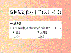 2019年秋九年級(jí)化學(xué)全冊(cè) 雙休滾動(dòng)作業(yè)（13）習(xí)題課件（新版）魯教版.ppt