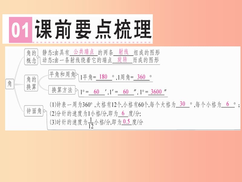 广东省2019年秋七年级数学上册 第四章 基本平面图形 第3课时 角习题课件（新版）北师大版.ppt_第2页