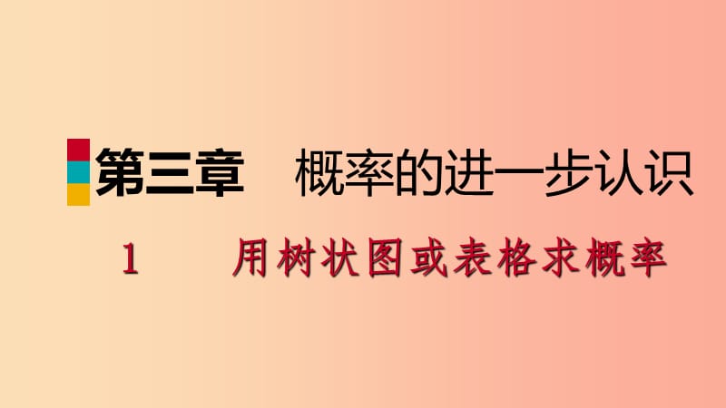 九年级数学上册第三章概率的进一步认识3.1用树状图或表格求概率第2课时利用概率判断游戏的公平性预习.ppt_第1页