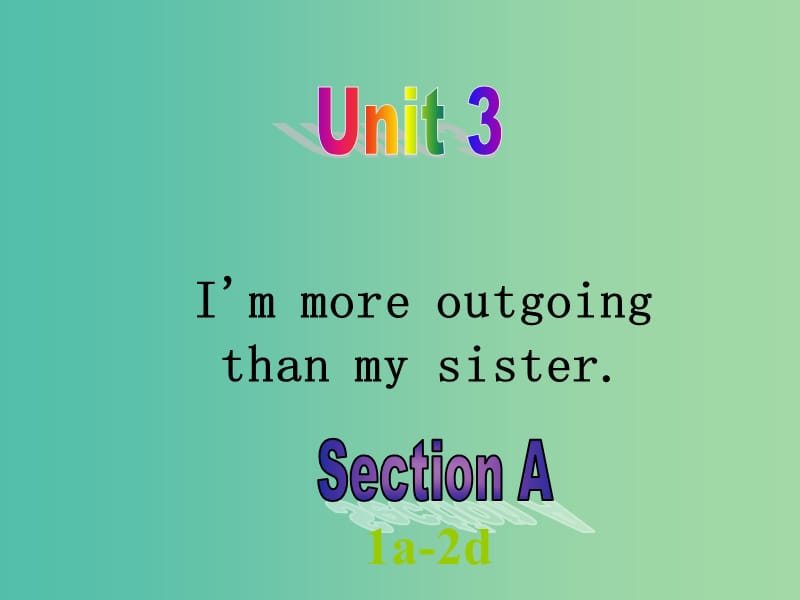 八年级英语上册 Unit 3 I’m more outgoing than my sister Section A（1a-2d）课件 （新版）人教新目标版.ppt_第1页