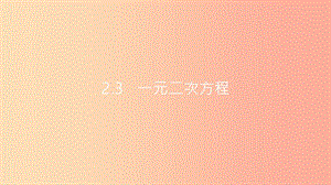 安徽省2019年中考數(shù)學(xué)一輪復(fù)習(xí) 第一講 數(shù)與代數(shù) 第二章 方程（組）與不等式（組）2.3 一元二次方程課件.ppt